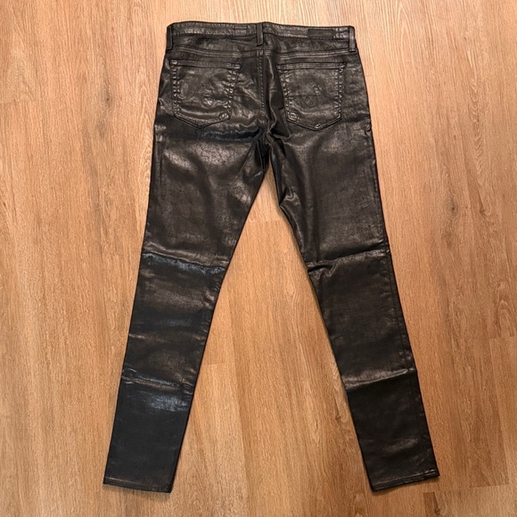 AG Adriano Goldschmied Black Leather Look Skinny Jeans - Picture 3 of 11